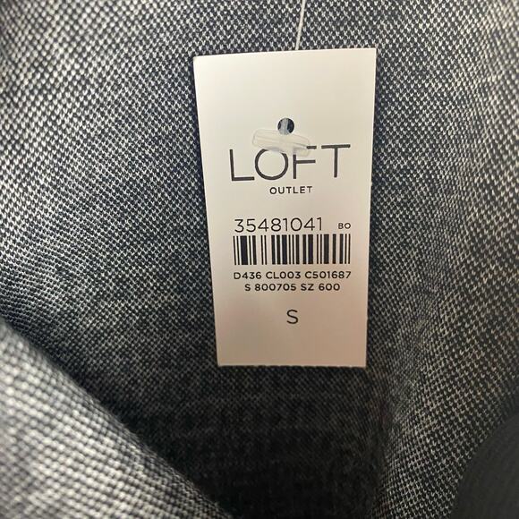 New Loft Gray Black Check Pencil Skirt Elastic Waist Womens Size Small - Picture 11 of 12